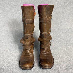 FIORENTINI + BAKER WOMEN'S LEATHER BOOTS, BROWN COLOR, SIZE 38 1/2